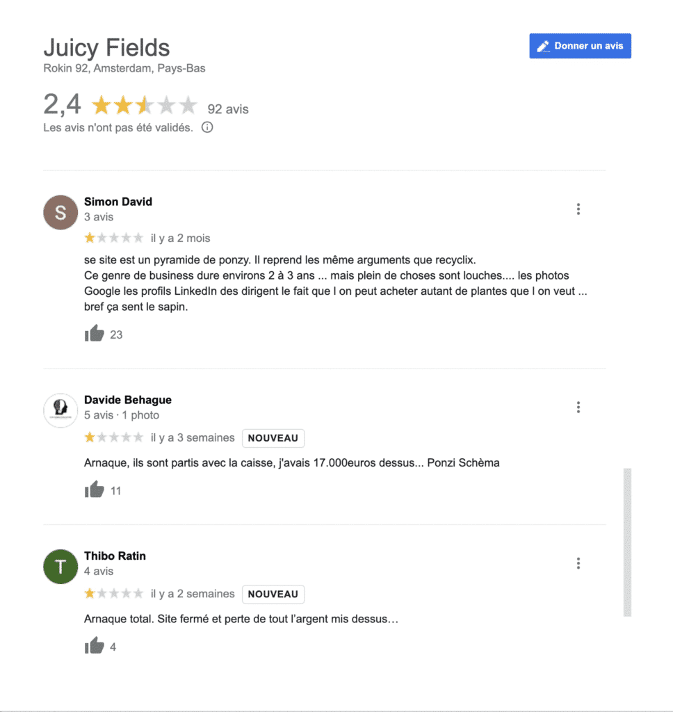 تقييمات جوجل لـ Juicy Fields - المستثمر الذكي